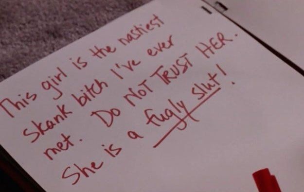 Fugly slut burn book entry from Mean Girls. 