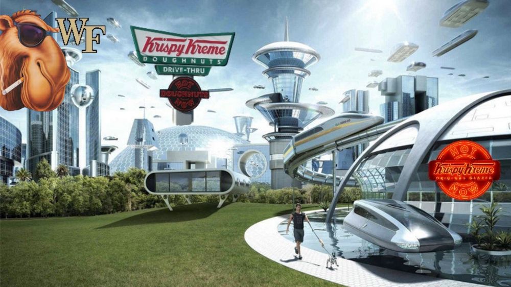 The future city of Winston Salem, with Joe Camel looking on with pride 