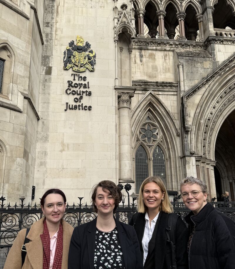 Good Law Project's legal team standing outside of the Royal Courts of Justice 
