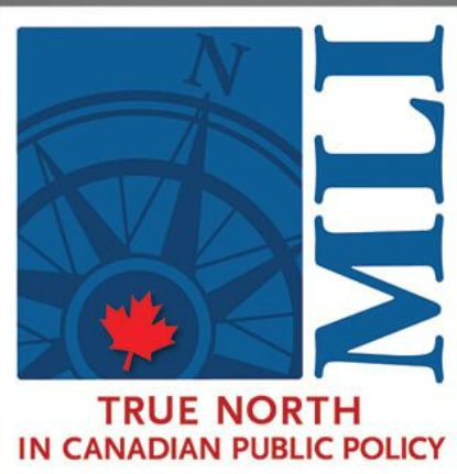 Logo of the Macdonald Laurier Institute, a blue compass pointing North with a Canadian flag at the centre and the acronym "MLI" vertically adjacent. Below in red text is the slogan "True North in Canadian Public Policy"