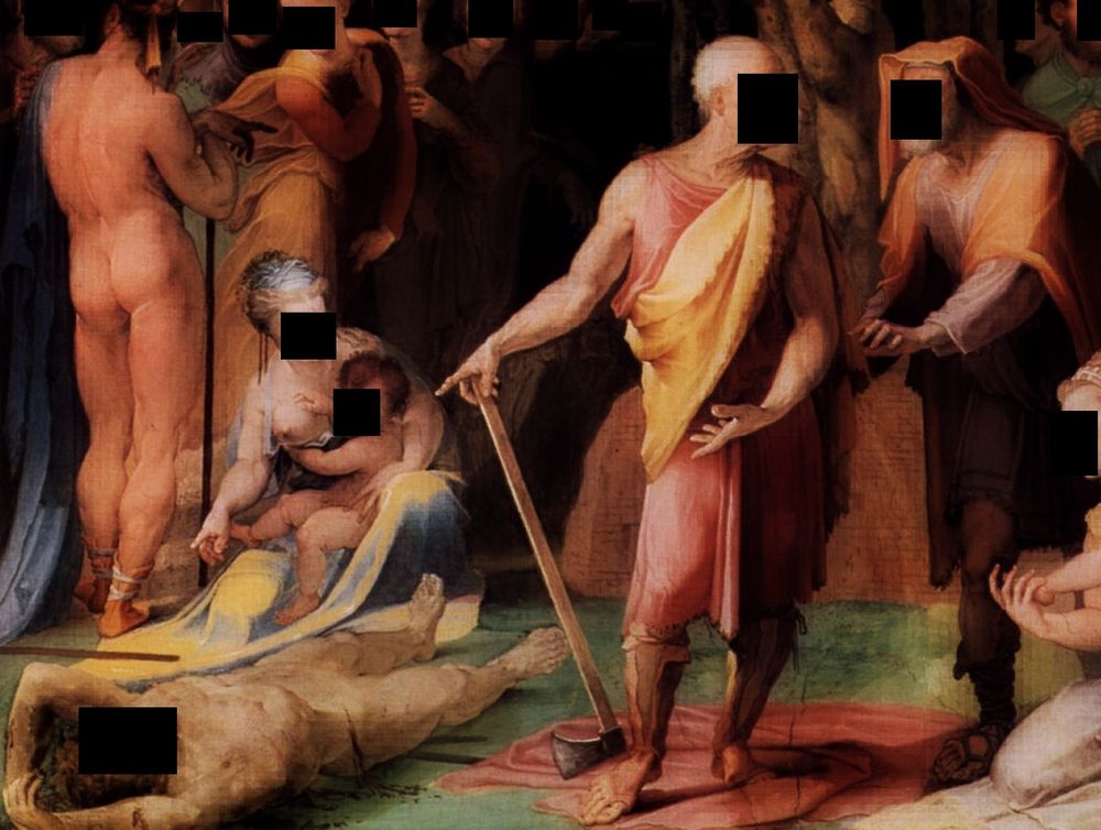 Postumius kills his son for betraying his orders by Domenico Beccafumi.