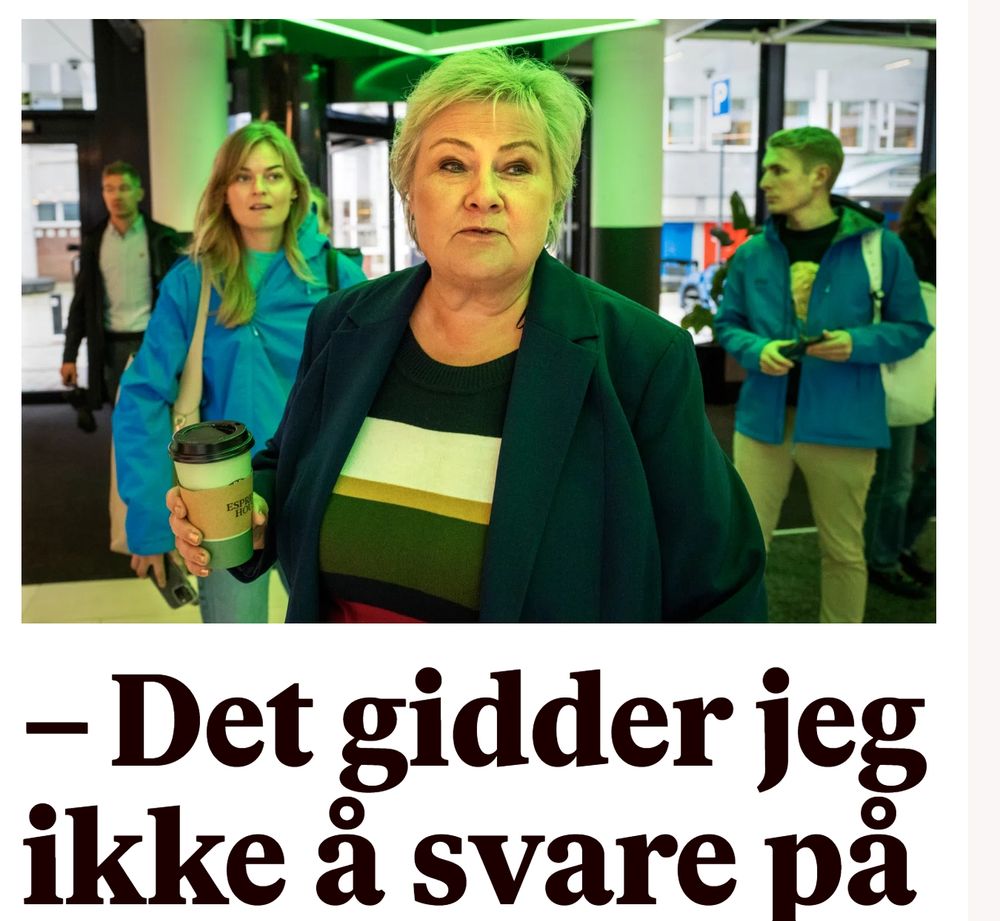 Bilde av Erna Solberg: Det gidder jeg ikke svare på.