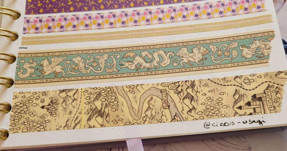washi tapes one a fresco with griffin and dragons and the other is a map