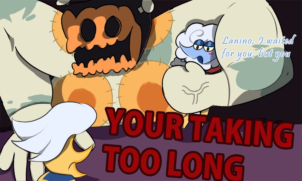 Jackenstein stealing Elnina away from Lanino, Deltarune digital drawing.