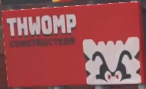 Advert for 'Thwomp Construction' in Mario Kart World