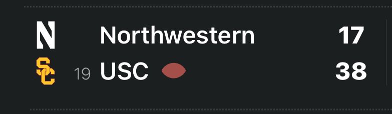 Northwestern 17, USC 38