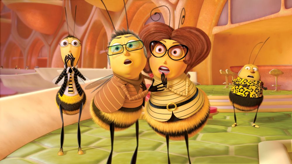 bees from the movie Bee Movie looking shocked 