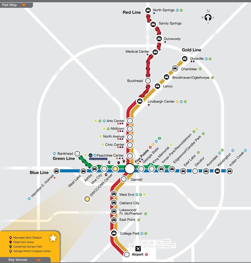 A map of the Atlanta subway system, run by MARTA