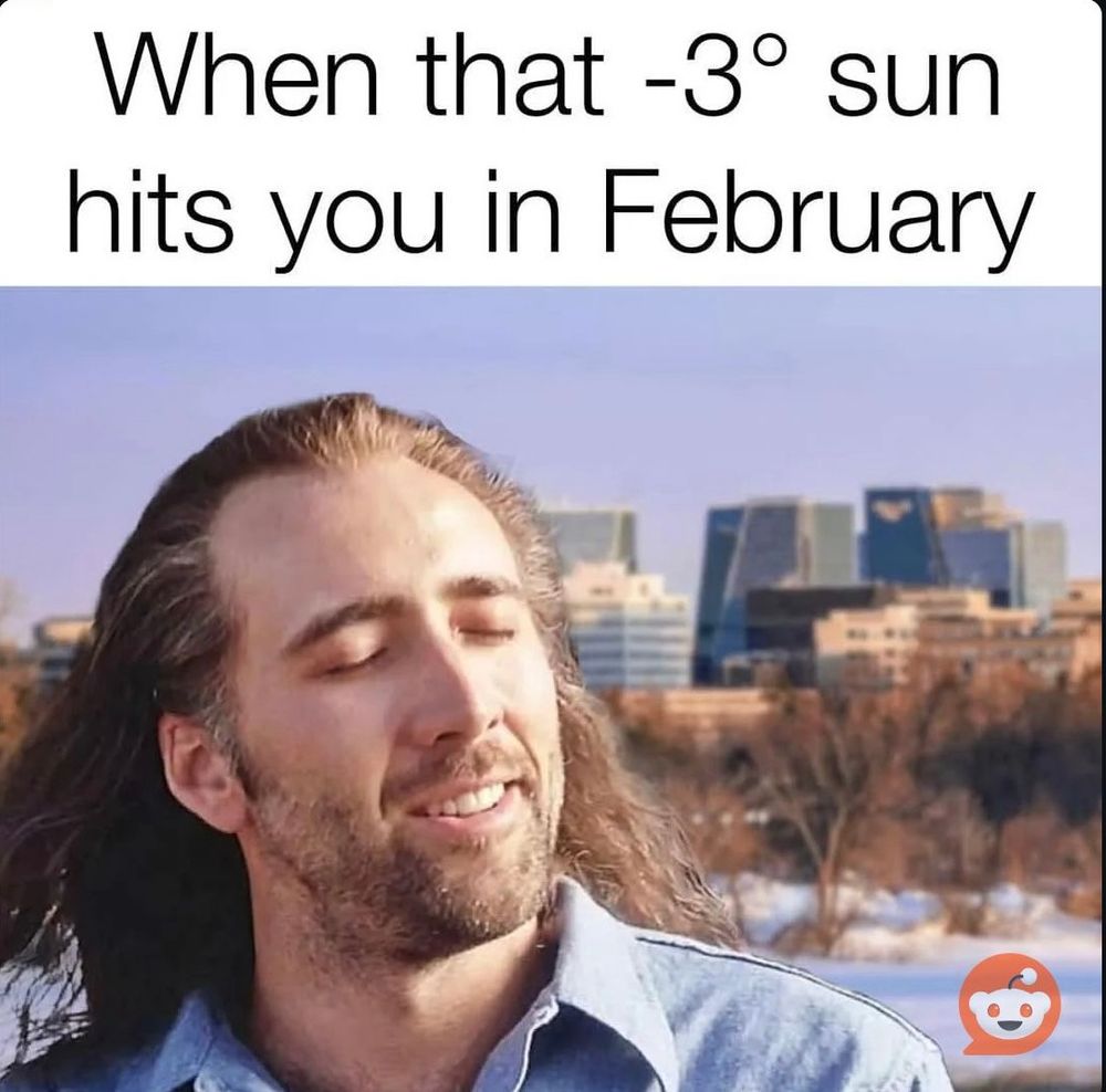 Nick Cage basks in the winter sun with the caption “when that -3 degree sun hits you in February “
