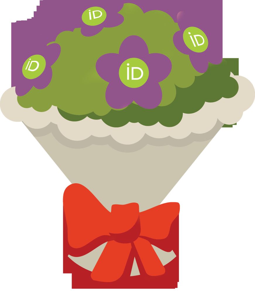 Illustrated bouquet of flowers with ORCID IDs incorporated into the flowers.