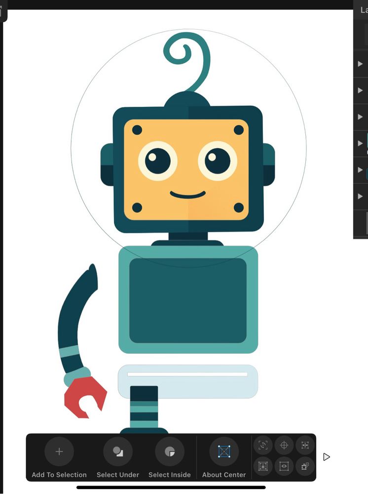 Robot with half drawn body