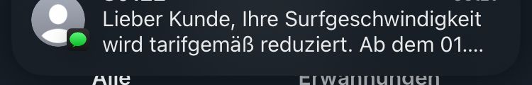 Ihre surfgeschwindigkeit wird tarifgemäß reduziert