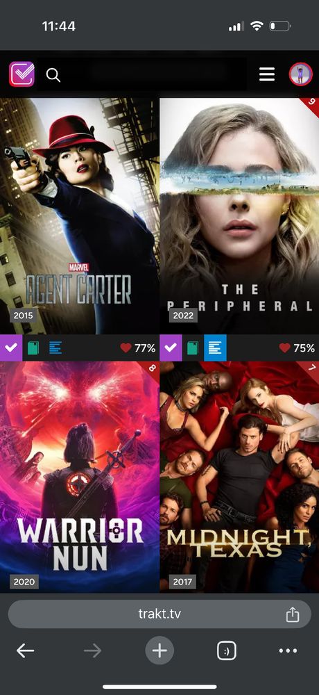 Movie posters of Peggy Carter, The Peripheral Warrior Nun, and Midnight Texas