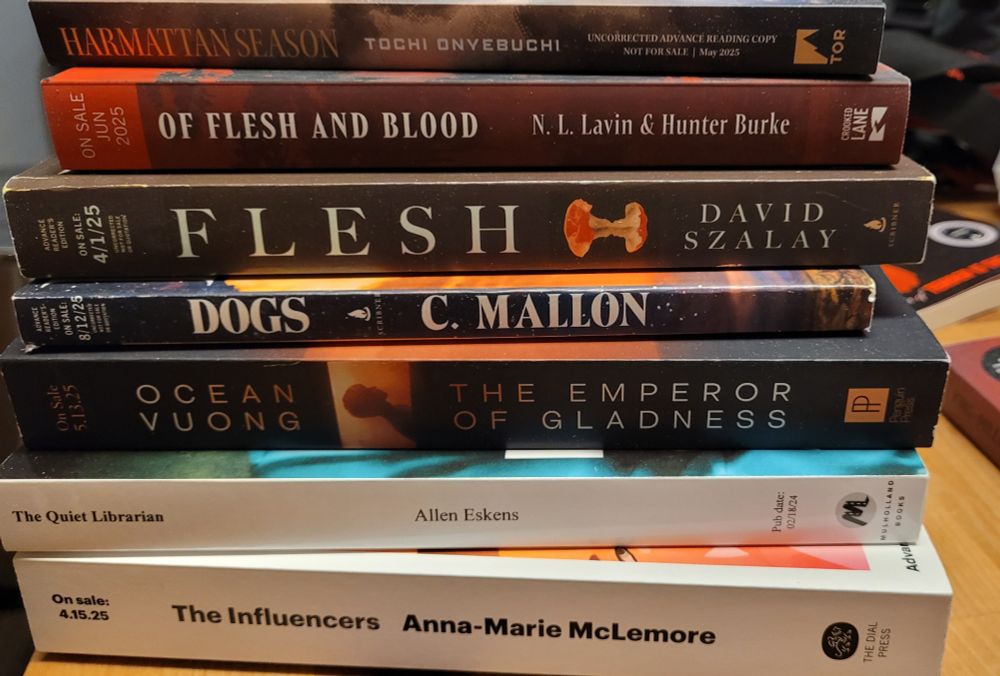 Stack of ARCs from my library's Spring Book Buzz event. 