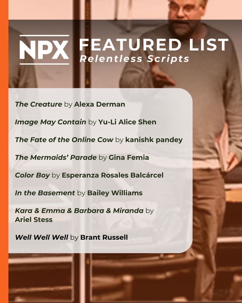 Philip Seymour Hoffman in the background of text that reads:

The Creature by Alexa Derman
Image May Contain by Yu-Li Alice Shen
The Fate of the Online Cow by kanishk pandey
The Mermaids’ Parade by Gina Femia
Color Boy by Esperanza Rosales Balcárcel
In the Basement by Bailey Williams
Kara & Emma & Barbara & Miranda by Ariel Stess
Well Well Well by Brant Russell