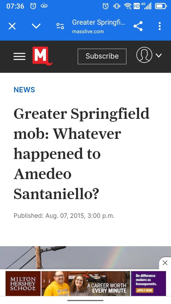 MassLive headline from 2015 "Greater Springfield mob: whatever happened to Amedeo Santaniello?"