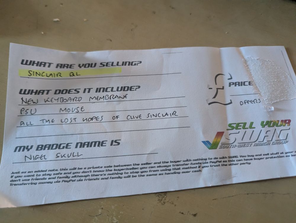 A piece of paper showing what I was selling at the recent South West Amiga Group gathering.