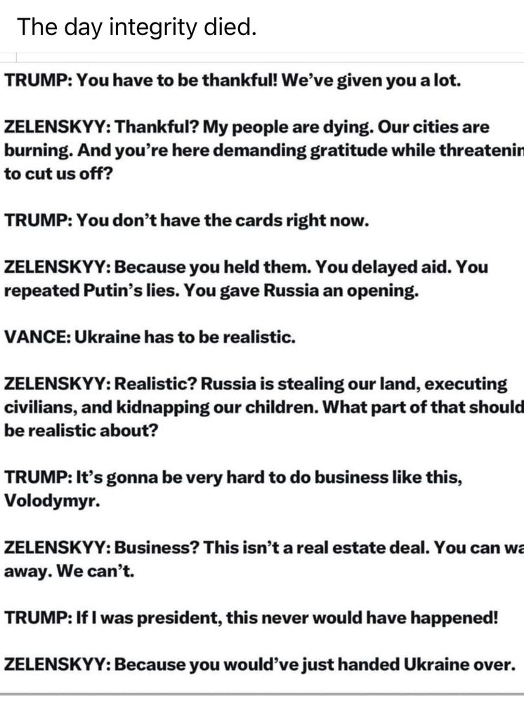 The day integrity died