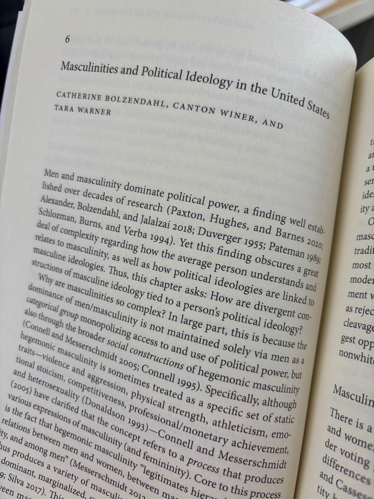 First page of chapter 6 "Masculinities and Political Ideology in the United States"