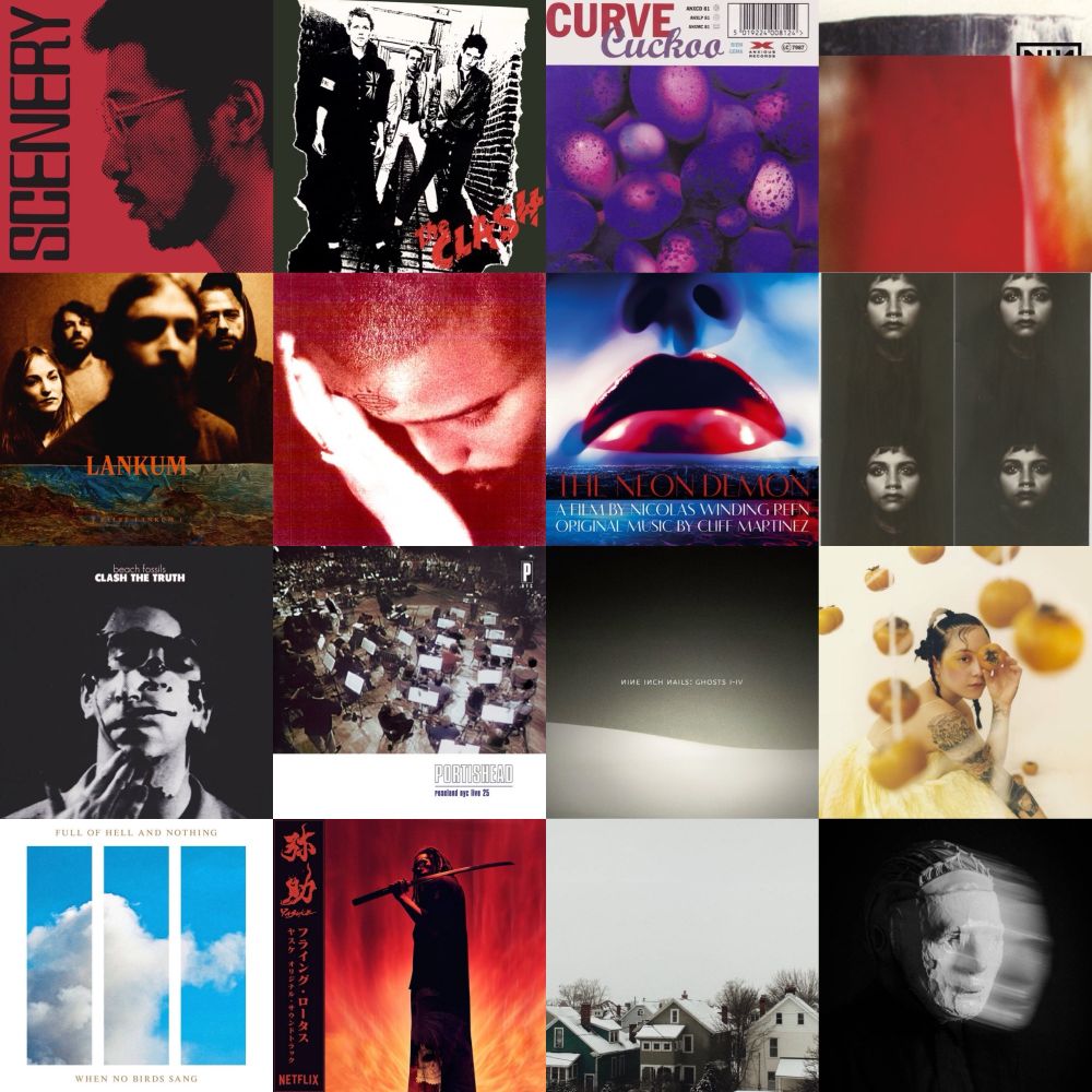 Ryo Fukui, The Clash, Curve, Nine Inch Nails, Lankum, Nourished By Time, Cliff Martinez: The Neon Demon Score, Mimi Cry, Beach Fossils, Portishead, Nine Inch Nails, Japanese Breakfast, Full of Hell & Nothing, Flying Lotus, Planning for Burial, Kontravoid. 