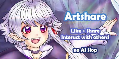 Banner for an artshare
like + share
interact with others
no AI slop