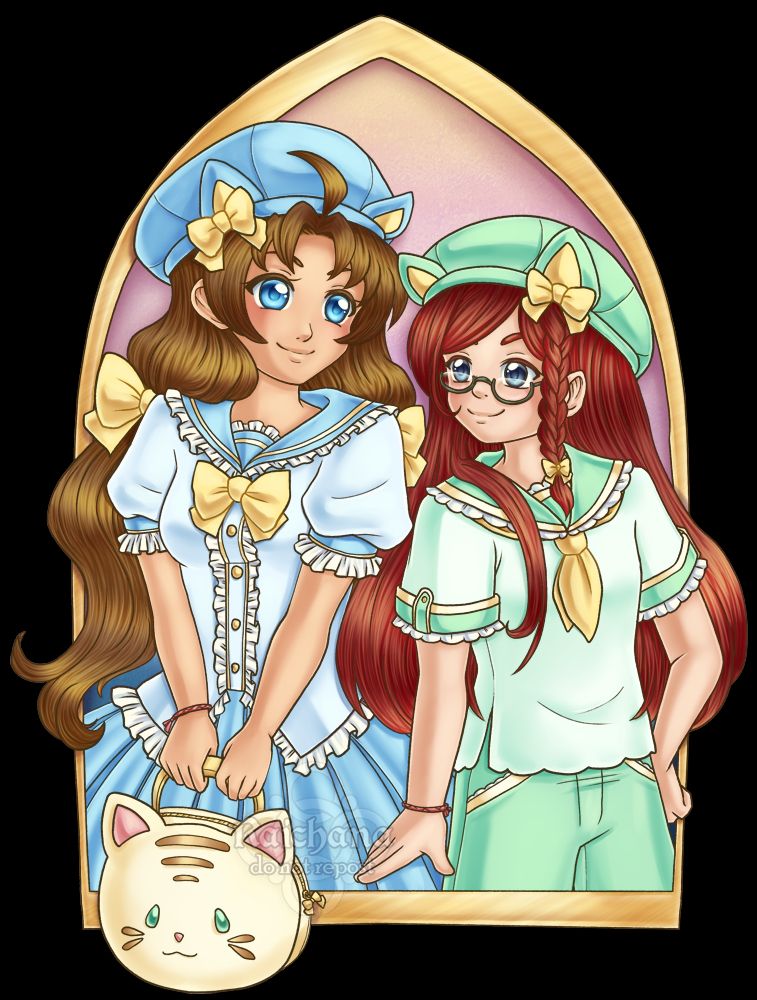 More for the pastel theme, My OC Ariel and Greyways OC Ruby wearing matching cat hats that they have stled in their oen personal ways. Ariel is a bit more frilly and puffy while Ruby's could probably hold up to a bit more wear and tear. 