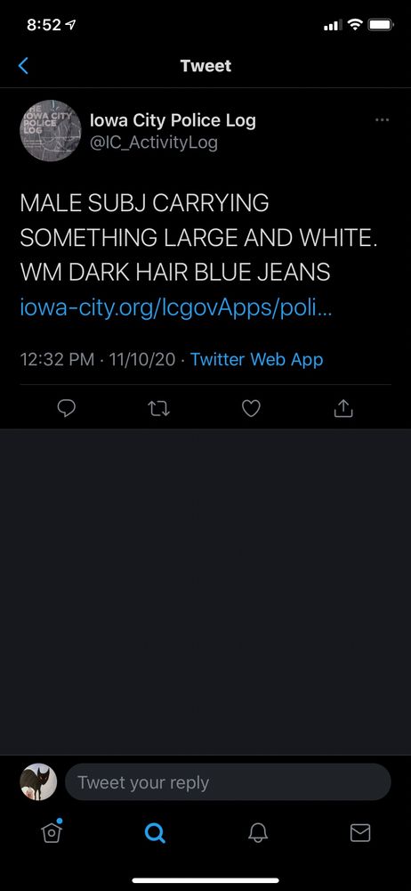 MALE SUBJ CARRYING
SOMETHING LARGE AND WHITE.
WM DARK HAIR BLUE JEANS