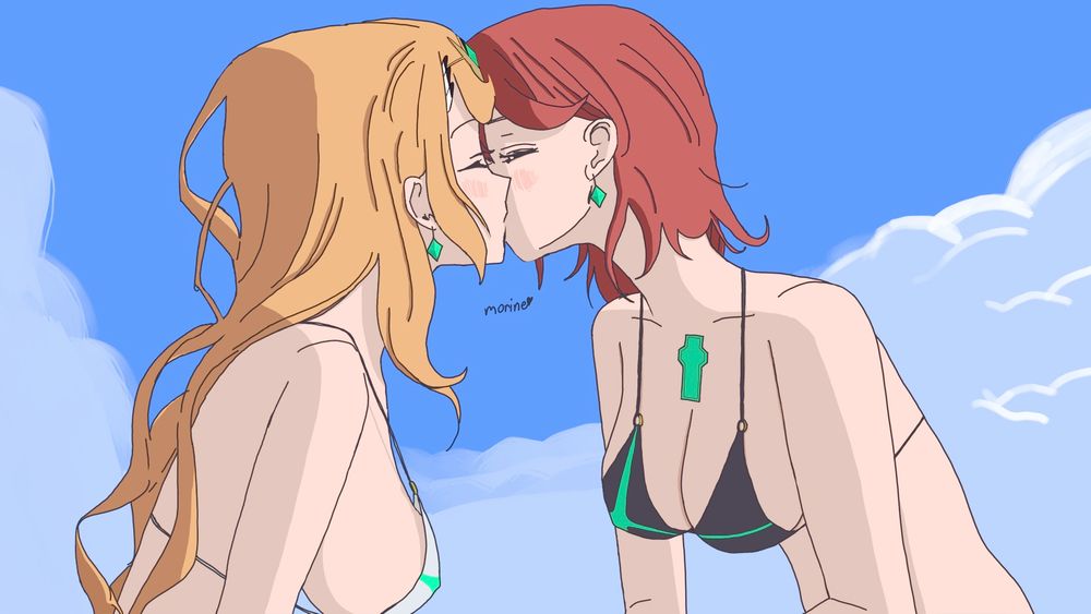 Mythra and Pyra kissing
