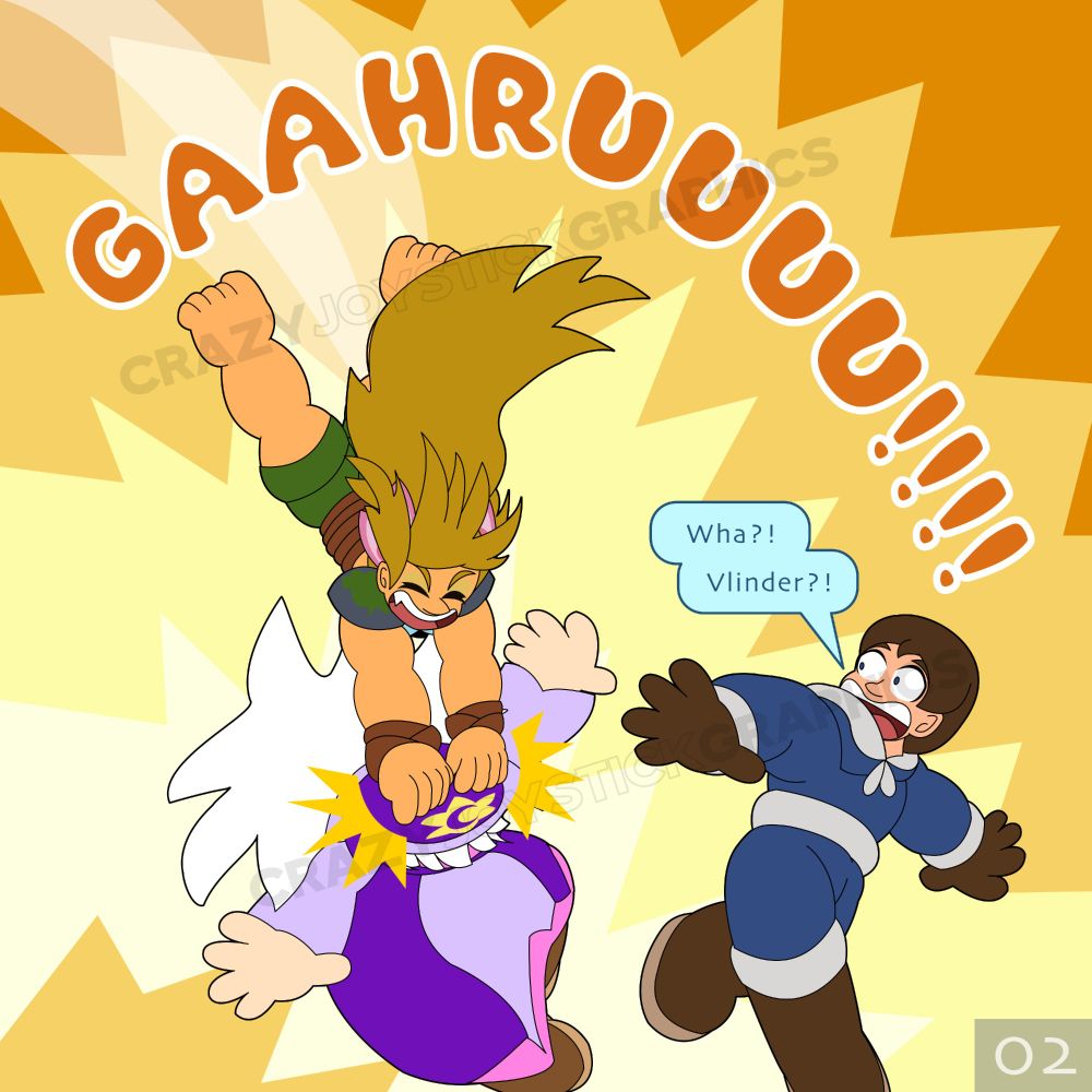 Vlinder suddenly lands out of nowhere onto Hex, shouting “GAAHRUUUU!!!!”

Zachary, after he and Hex lose grip of each other, is in shock. He exclaims “Wha?! Vlinder?!”