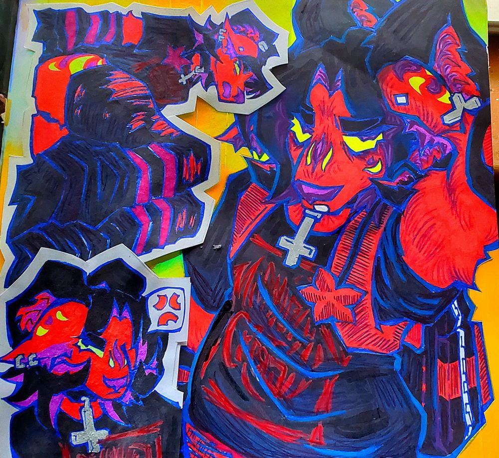 traditional drawing of an anthrpromorphic goat (it/he pronouns)