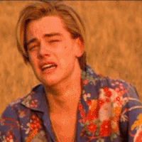 Leonardo DiCaprio as Romeo in Romeo+Juliet absolutely sobbing his eyes out in a field