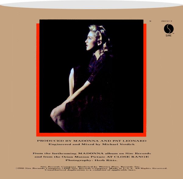 The back cover of the "Live to Tell" single.