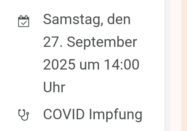 Terminbestätigung Covidimpfung am 27. September