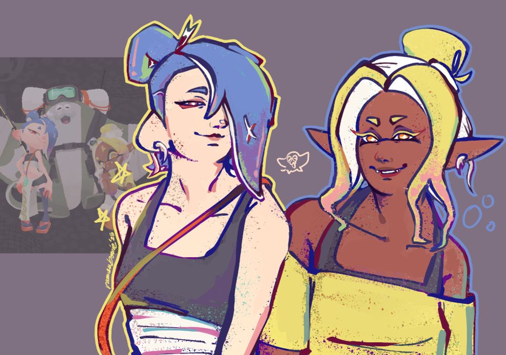 fanart of shiver and frye from splatoon