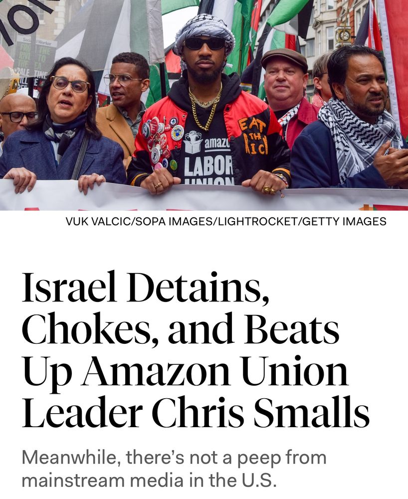 
Israel Detains, Chokes, and Beats Up Amazon Union
Leader Chris Smalls
Meanwhile, there's not a peep from mainstream media in the U.S.