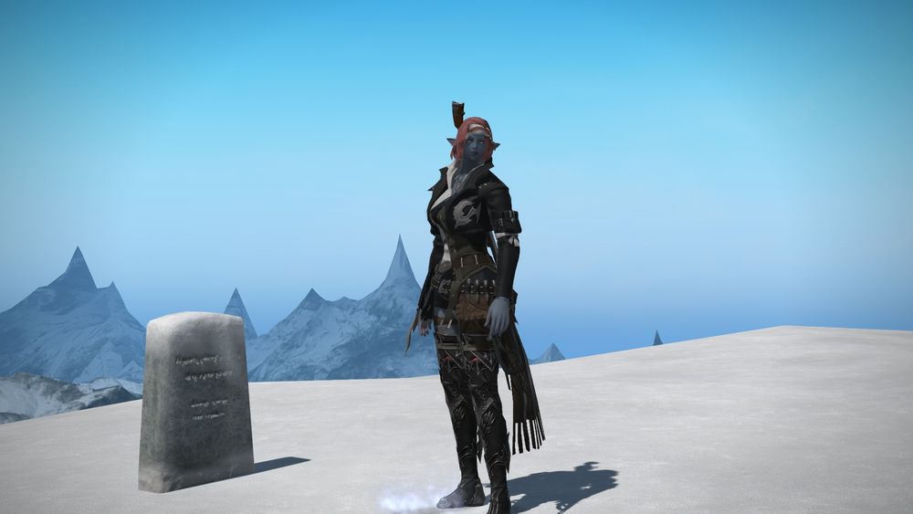 Tali standing in front of a gravestone