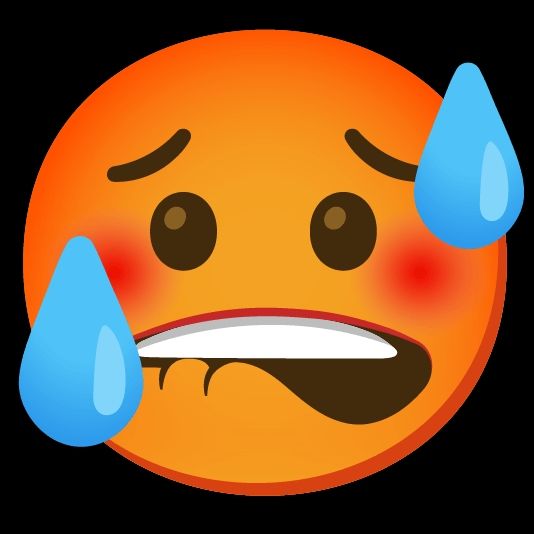 A combination of the sweating and lip biting emojis