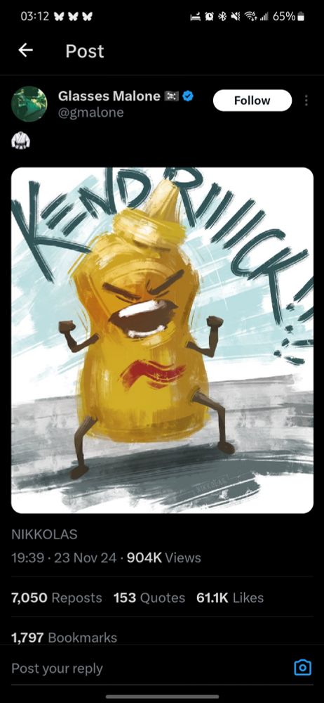 A screenshot of a bottle of mustard screaming kendriiiick!!!!