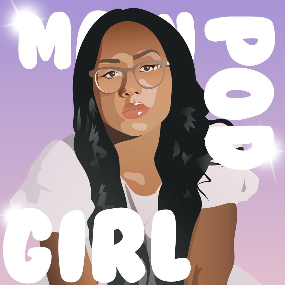 Artwork of Jensen McRae over the Main Pod Girl logo
