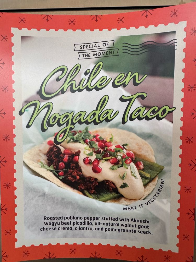 Taco Deli Poster for Chile en Nogada with a walnut goat cheese crema