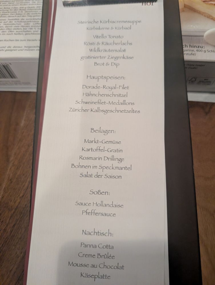 Speisekarte 