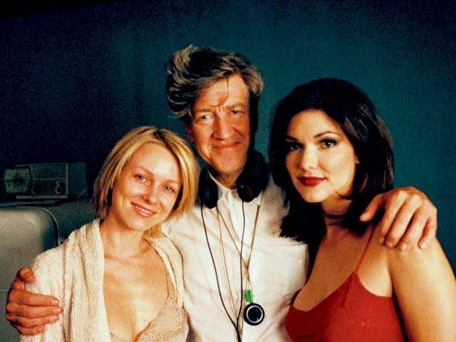 Naomi Watts, David Lynch & Laura Elena Harring together on the set of "MULHOLLAND DRIVE"