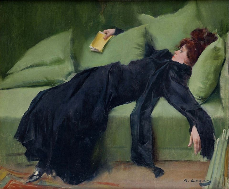 Decadent young woman. After the dance - by Ramon Casas (1899)