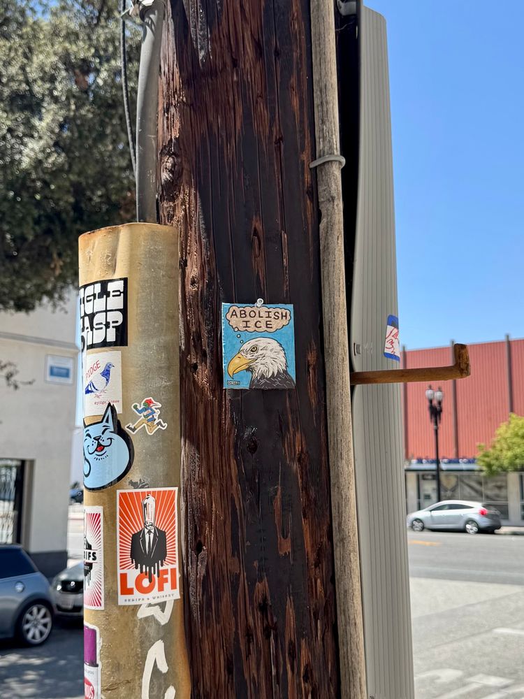I am putting my art up in public for everyone, it is a drawing of a bird thinking the words “Abolish ICE”. Pen and ink, sharpie marker, color pencil and crayon. Abolish ICE.