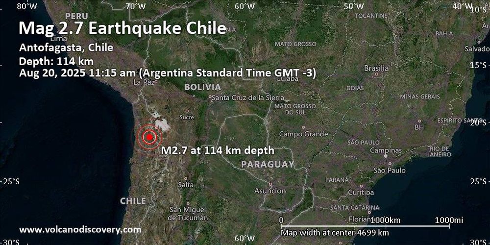 Sismo débil magnitud 2.7 a 114 km de profundidad 