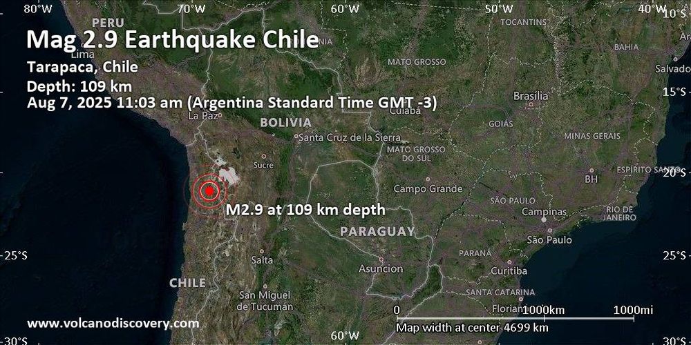 Sismo débil magnitud 2.9 a 109 km de profundidad 