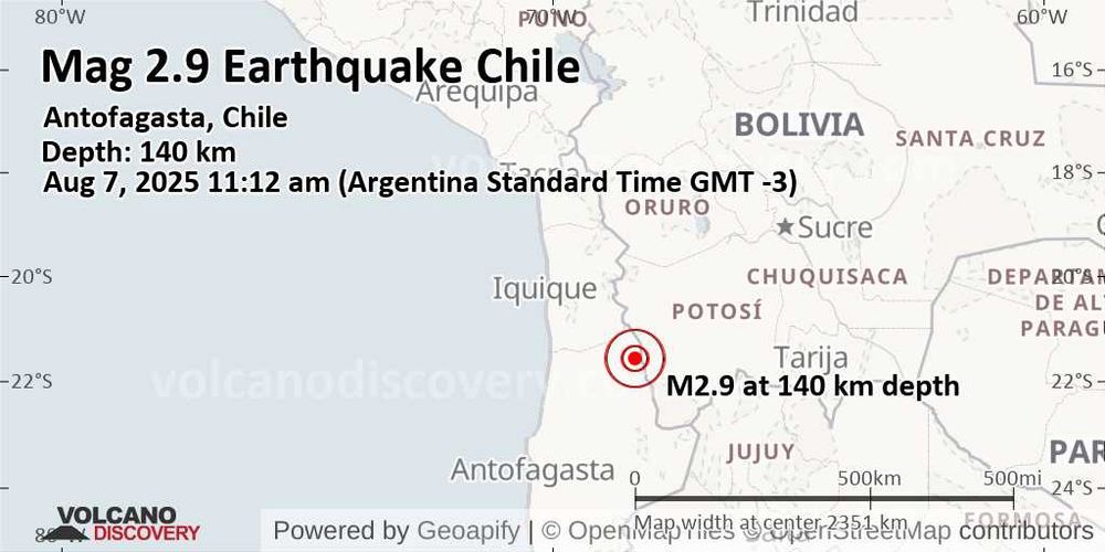 Sismo débil magnitud 2.9 a 140 km de profundidad 