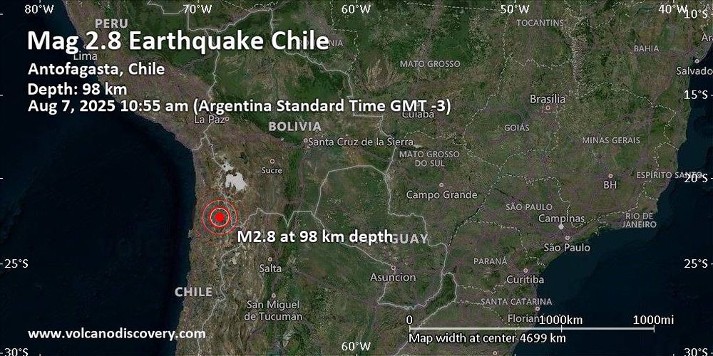 Sismo débil magnitud 2.8 a 98 km de profundidad 