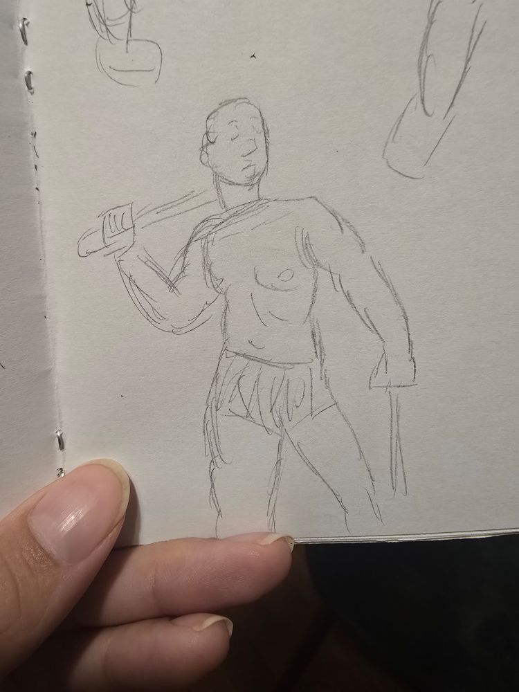 A rough sketch with swords. 