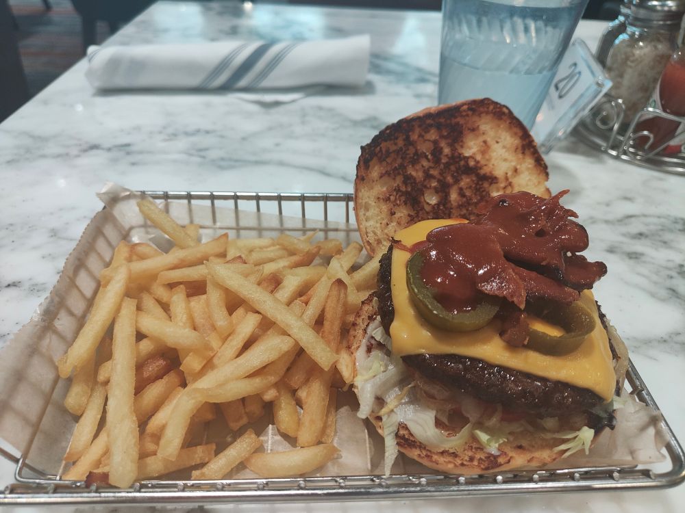 Photo of a burger and fries